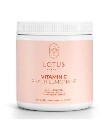 Lotus Botanics 4 000MG Vitamin C Peach Lemonade Powder | 275g (9.7oz) Easily Digested Buffered Formula| Immune Booster and Antioxidant | High dose ascorbic Acid | Vegan Sugar-Free Keto