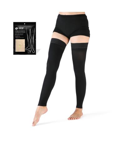 Varcoh compression stockings women thigh -high open toe area compression stockings men support stockings women on for suitable pregnancy and varicose veins xxl black