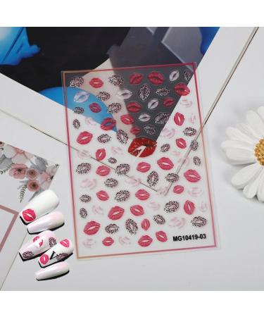 DIY Nail Decorations Manicure Lovely Red Lips Nail Art Stickers Nail Decals Self-Adhesive - Buy Online on GoSupps.com