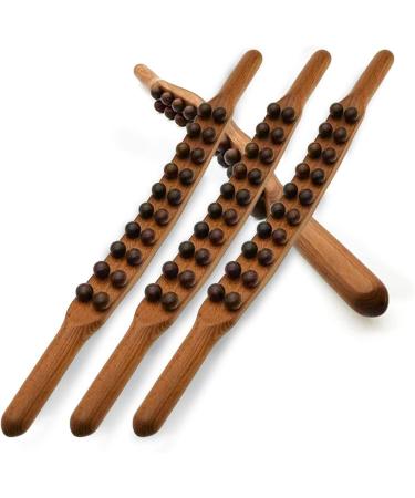 Buy Dellx 20 Beads Gua Sha Scraping Stick Wooden Massage Tool for Muscle Relief & Meridian Therapy Ideal for Back & Waist - Buy Online on GoSupps.com