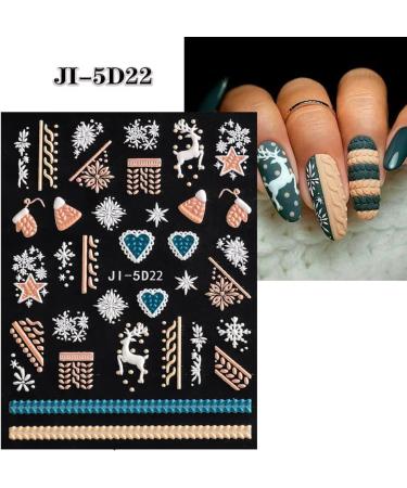3D Embossed Christmas Nail Art Stickers Decals 5 Sheets 5D Self-Adhesive Snowflake Winter Holiday Nail Supplies Nail Art Design Decoration Accessories - Buy Online on GoSupps.com