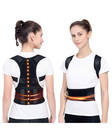 Posture Corrector Magnetic Therapy Magnetic Medical Grade Adjustable Straighten Correct Humpback Posture Corrective Brace Shoulder Back Belt Lumbar Support Straps Relieves Neck Back Spine Pain 37" - 45" Waist - L Size