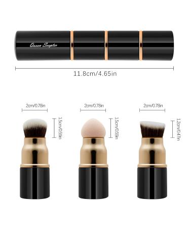 3 in 1 Professional Liquid Foundation Makeup Brush Set - Kabuki Face Blush & Powder Brush with Travel Cap - Perfect for Liquid Cream & Powder Cosmetics - Buy Online on GoSupps.com