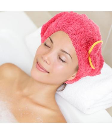 Quick Dry Hair Turbans for Women - Shower Cap & Towel Wrap - Medium Rosy Hair Drying Cap - Buy Online on GoSupps.com