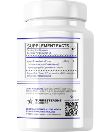 Turkesterone Europe 10% Complex with Hydroxypropyl---Cyclodextrin - 60 Capsules (500 mg) - Buy Online on GoSupps.com