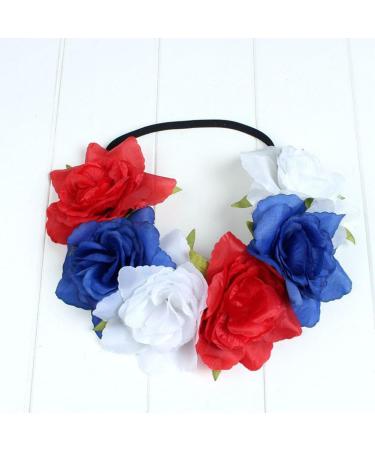 Demarkt Flower Wreath Headband | Elegant Flower Crown for Women | White Red & Blue Hair Accessory - Buy Online on GoSupps.com