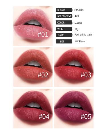 Long Lasting Peel Off Lip Stain Lip Tint Set - Matte Waterproof Lipstick for Women and Girls | 2PC Lip Tattoo Magic Color Stain (Shades 01 & 05) - Buy Online on GoSupps.com