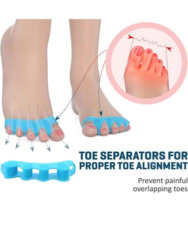 2 Pairs Blue Gel Toe Separator & Bunion Corrector for Women - Silicone Yoga Toe Straightener & Foot Stretcher - Big Toe Spacers & Spreaders (4 pcs) - Buy Online on GoSupps.com