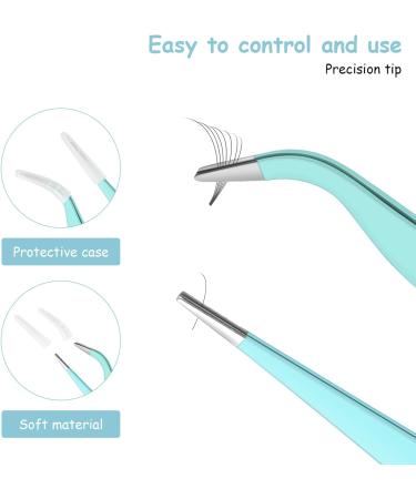 Ainiv 2Pcs Stainless Steel Straight and Curved Lash Tweezers Kit - Blue | For Eyelash Extensions, DIY Crafts, Nail Art & Jewelry Making - Buy Online on GoSupps.com
