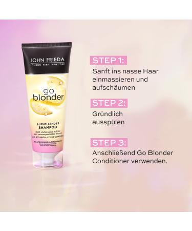 John Frieda Go Blonder Set - Shampoo & Conditioner for Blonde Hair - 250ml Each - Gradually Lightens & Brightens - Buy Online on GoSupps.com