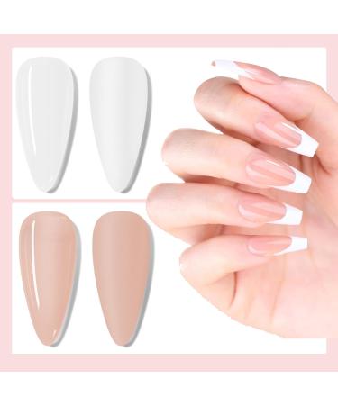 Gel Nail Polish Set - French Manicure Gel Polish White & Nude Nail Polish Set with Top Coat Base Coat Soak Off UV Gel French Manicure Set for Nail Art with French Tips Guides Sticker - Buy Online on GoSupps.com