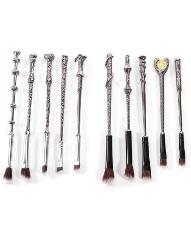 Poter Gifts Wizard Wand Makeup Brushes Set - 10 Pack for Foundation, Blending, Blush, Concealer, Eyebrow, Face Powder - HP - Buy Online on GoSupps.com