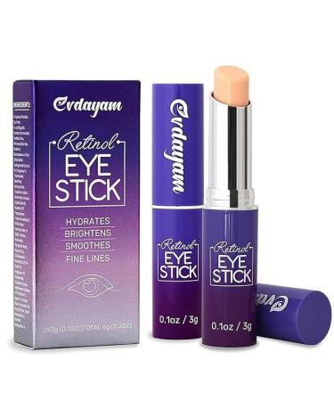 Evdayam Eye Cream for Dark Circles and Puffiness 2 packs Under Eye Balm Stick with Caffeine Eye Brightener Stick for Eye Bags Wrinkles Fine Lines