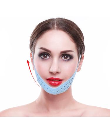 Natudeco V Shaped Line Lifting Belt Face Plastic Belt Double Chin Tightening Belt Hanging Ear Type Breathable Convenient Blue Home Beauty - Buy Online on GoSupps.com