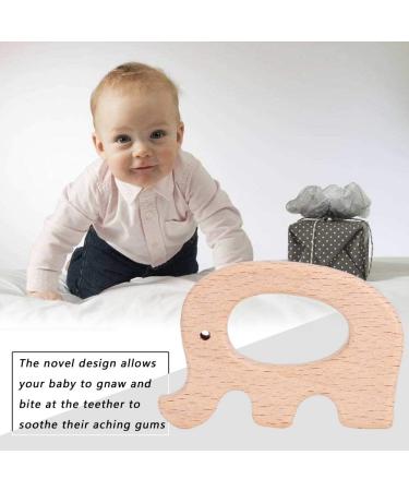 5Pcs Natural Beech Wood Baby Teether Rings - BPA-Free Cute Animal Shapes for Infants Teething (Elephant) - Buy Online on GoSupps.com