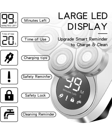 6 in 1 Head Shaver for Bald Men - USB Electric Grooming Kit with Nose Hair Trimmer & LED Display - Wet/Dry Cordless Shaving - Buy Online on GoSupps.com