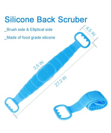 iHacsan Silicone Bath Body Brush - Double-Sided Exfoliating Back Scrubber for Shower & Spa - Skin Massage - Blue - Buy Online on GoSupps.com