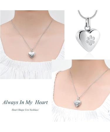 Paw Print Pet Heart Urn Necklace - Memorial Keepsake Jewelry for Pet Ashes - Buy Online on GoSupps.com