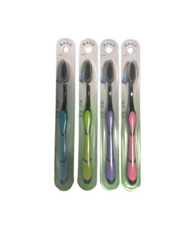 1 Pc Manual Toothbrush - Charcoal Tooth Brush | Ergonomic Manual Charcoal Tooth Brush with Soft Bristles relible Soft Bristle Toothbrush Charcoal Toothbrush for Travel 19cm Random Color