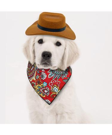 Pet Cowboy Costume Set with Hat and Bandana for Cat & Small Dog - Red Medium - Buy Online on GoSupps.com