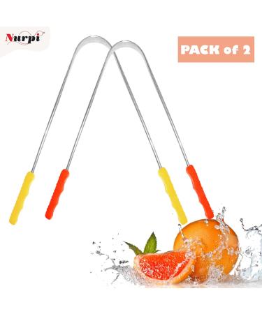 Premium Steel Tongue Cleaners for Adults - Pack of 2 | Improve Oral Hygiene - Buy Online on GoSupps.com