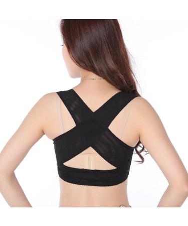 Retasica Ladies Women Adjustable Shoulder Back Posture Corrector Chest Brace Support Belt-Black-L