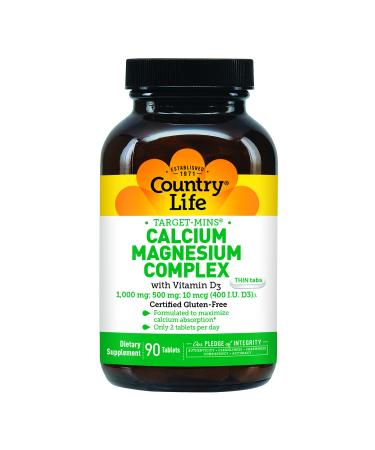 Country Life Target-Mins Calcium Magnesium Complex with Vitamin D3 90 Tablets