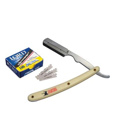 Premium Stainless Steel Cut Throat Straight Razor & Shaving Kit for Men - Includes 100 Lord Single Edge Blades - Shavette Manual Shaver - Buy Online on GoSupps.com