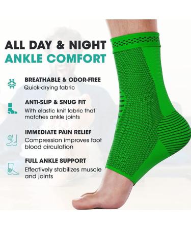 Modvel Foot & Ankle Brace Socks - Compression Sleeve for Sprained Ankle Support | Tendonitis & Arthritis Relief - Unisex Sports Running Ankle Brace Olive Medium - Buy Online on GoSupps.com