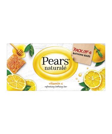 P ears Naturale Refreshing Vitamin C 4x125g Bathing Bar with Natural Vitamin C Extract | for Refreshed & Radiant glowing Skin|with goodness of 100% Natural Ingredients Yellow