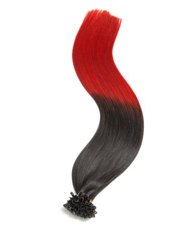 Buy 100% Remy Ombr Keratin Bonding Hair Extensions - 50x 1g 50cm U-Tip Smooth Strands in Natural Black/Red - Buy Online on GoSupps.com
