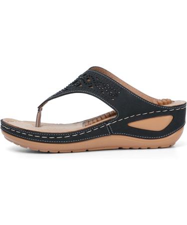 XTZYGLFD Women's Flip-Flops - Comfort Foot Vault Support Summer Wedge Sandals Rhinestone Platform Shoes Black 6 UK - Ideal for Walking - Buy Online on GoSupps.com