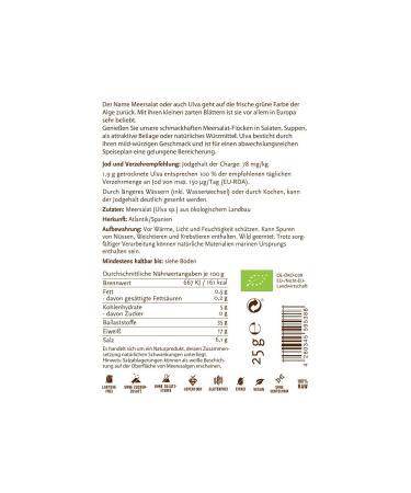 Organic Sea Salad Ulva Algae Flakes | Dried Atlantic Sea Lettuce | Raw Vegan Sea Snack | 25g Pureeraw - Buy Online on GoSupps.com