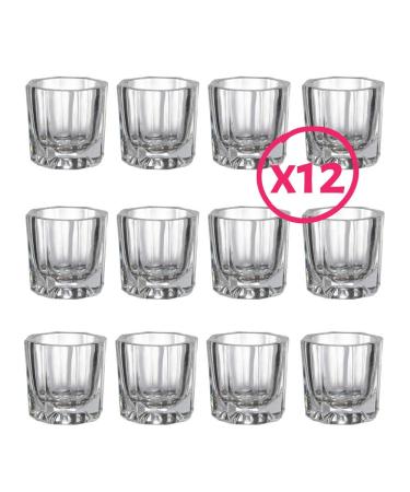 (12 Pack) Clear Glass Dappen Dish | Glass Dappen Dish For Acrylic Nails | For Eyebrow Tint Mixing Dish Cup | Small Liquid Glass Bowl To Hold Liquid, Paste, Mixture For Any Salon, Spa, Esthetician
