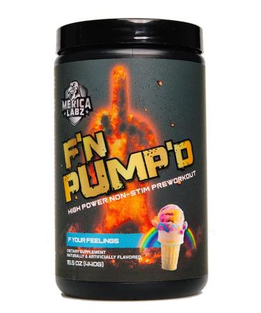 Merica Labz F'N Pump'D Stimulant Free Nitric Oxide Fully Dosed Pump PreWorkout Powder (20 Servings) (F Your Feelings)