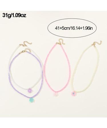 Shop Oralgos 4 Colorful Rocailles Pearl Flower Choker Necklace | Adjustable Handmade Jewelry for Women & Girls - Buy Online on GoSupps.com