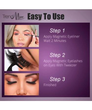 Magnetic Voluminous Eyelashes Nano-Magnetic Eyeliner 3D Magnetic Lashes and Eyeliner with Tweezers Liquid Eyeliner with Applicator No Glue Eyelashes Reusable Magnetic Eyelashes - 5 Pairs - Buy Online on GoSupps.com