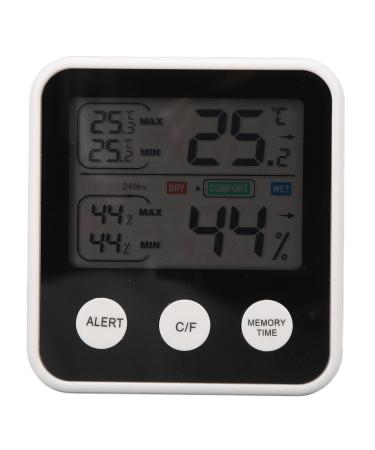LCD digital display thermometer hygrometer temperature and moisture meter hygrothermograph for home bedroom baby room office greenhouse basement (black)