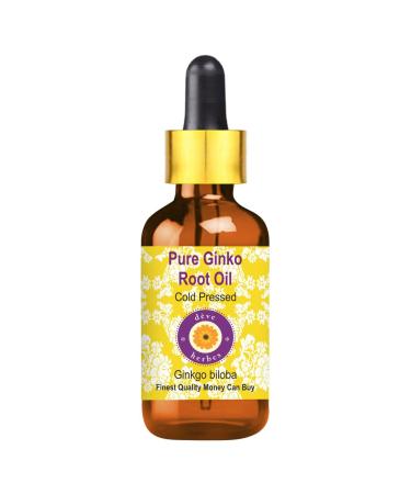 Deve Herbes Pure Ginko Root Oil (Ginkgo biloba) with Glass Dropper Cold Pressed 5ml (0.16 oz)