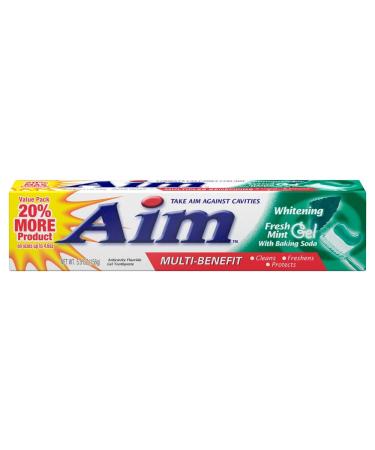 Aim Whitening Anticavity Fluoride Toothpaste Gel Fresh Mint - 5.5 oz Pack of 3