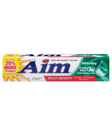 AIM Whitening Anticavity Fluoride Toothpaste Gel Fresh Mint - 5.5 oz Pack of 5
