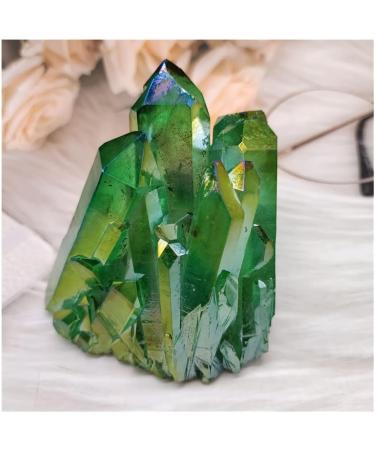 Room Decoration Green Electroplated Natural Crystal Cluster Specimen Raw Rock Quartz Flowers Aura Stones Gift Modern House Decor Great Choice for Home Decoration (Size : 300-400g) - Buy Online on GoSupps.com