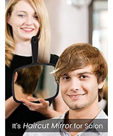 Lurrose Hand Held Mirror - Salon Barber Paddle Mirror with Handle (Black) - Buy Online on GoSupps.com