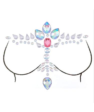 Bomine Rhinestone Mermaid Face & Chest Stickers - Festival Body Jewelry & Temporary Tattoos for Women/Girls - 2 Sets - Buy Online on GoSupps.com