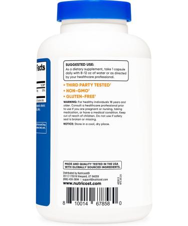 Nutricost Magnesium Glycinate Capsules - 500mg (240ct) | Gluten-Free, Non-GMO, Vegan - Buy Online on GoSupps.com