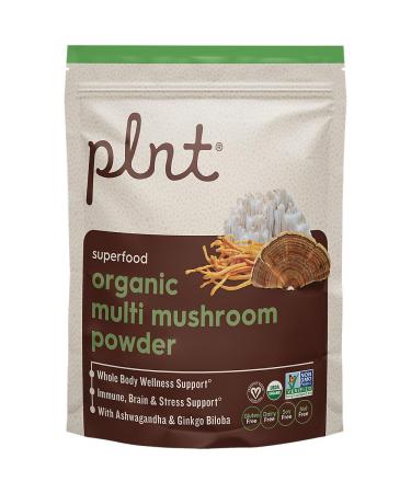 Organic Multi-Mushroom Powder with Ashwagandha and Ginkgo Biloba a" Immune Brain & Stress Support (30 Servings)