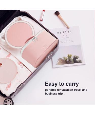 Portable Travel Cosmetic Bag | PU Leather Makeup Organizer for Women - Waterproof & Washable | Pink - Buy Online on GoSupps.com