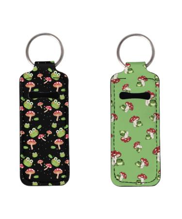 2 PCS Novelty Printed Chapstick Holder Keychain Clip-on Sleeve Lip Balm Holder Lipstick Sleeve Pouch Frog ONESIZE Frog 1