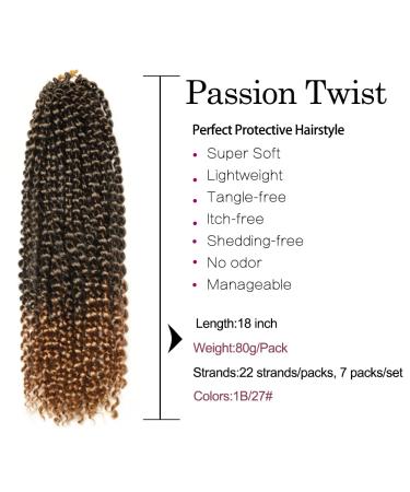 Buy Passion Twist Hair - 18 inch Water Shaft Crochet Hair Extensions (T1B-27# 7 Packs) for Long Bohemian Styles - Buy Online on GoSupps.com