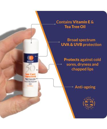 Uvistat Sun Care Lipscreen | SPF50 | Moisturising Lip Balm | Prevent Dry and Chapped Lips | 2 Tubes - Buy Online on GoSupps.com